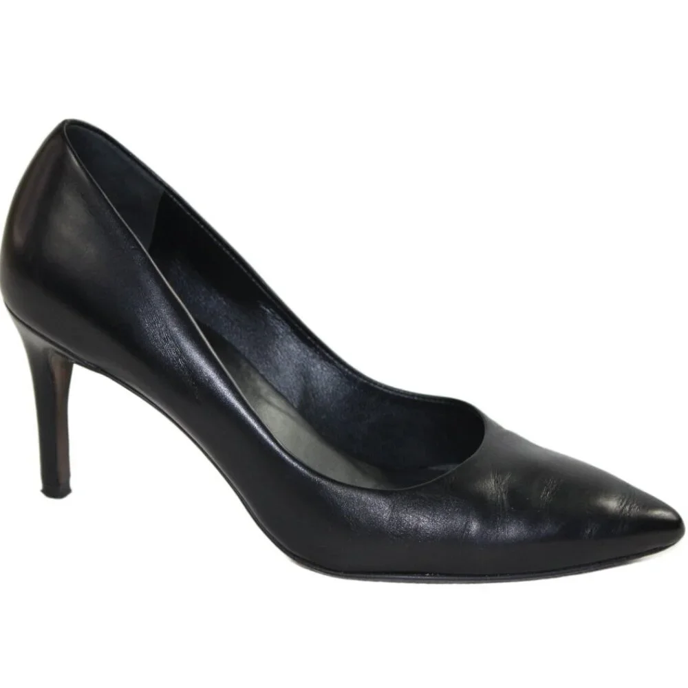 Joan Oloff Deborah Black Luxury Leather Mid-Stiletto Heel, Size 36 (US 6)